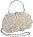 Enormous Rosette Roses Framed Clasp Evening Handbag Clutch Purse Convertible Bag w/Hidden Handle, Shoulder Chain