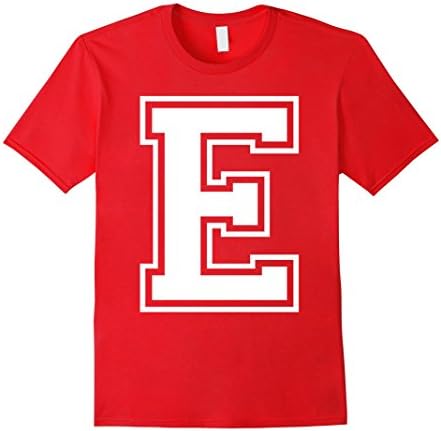 Men's Letter E College Varsity Athletic Sport Font Initial T-Shirt 3XL Red