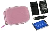 rooCASE 3n1 Nylon Hard Shell (Pink) Case with Memory Foam / NB-4L 900MaH Li-Ion Battery / AC DC Charger for Canon PowerShot SD940IS Digital Camera Brown