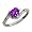 0.76 Ct Heart Shape Purple Amethyst and Black Diamond Argentium Silver Ring