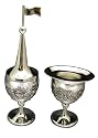 Karshi Silverplate 2pc Jerusalem Style Havdalah Set Spice Box and Candlestick