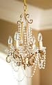 Chandelier with 4 Arm Frame in Antique Gold Finish