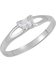 10k White Gold April CZ Birthstone Butterfly Ring, Size 3
