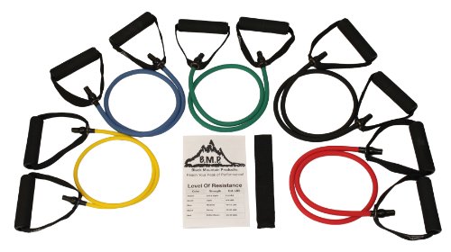 NEW B.M.P. Brand Set of 5 Resistance Bands, Great for any Home Workout Exercise Including Physical Therapy