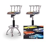 2 24"-29" Old Muscle Car Hotrod Fabric Seat Chrome Adjustable Specialty / C ....