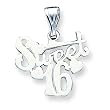Sterling Silver inch Sweet 16 inch Pendant with 20 inch Sterling Silver Chain