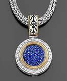 18K Gold & Sterling Silver Sapphire (7/8 ct. t.w.) & Diamond (1/3 ct. t.w.) Pendant Necklace