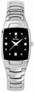 Bulova Diamond Steel Black Ladies Watch 96P15