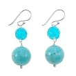 Handmade Faceted Blue Jade & Turquoise Howlite Dangle Earrings With Sterling Silver