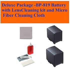 Deluxe Package Includes- 2(pc) Bp-819 Battery + Leans Cleaning Kit + Micro Fiber Cleaning Cloth for Canon Vixia Hg20 Hg21 Camcorder