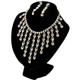 Timeless Beauty Drop Necklace And Earring Set (Gold Tone)
