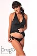 Prego retro halter maternity tankini in solid black - S-XL