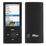 GTMax Black Soft Rubber Silicone Skin Cover Case for Apple iPod nano 16GB 8GB 5th 5G Generation NEWEST MODEL