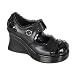 TRAUMA-01 3 Inch Trendy Gothic Shoes Punk Shoes Rockabilly Wedge Black PU Scalloped Trim Mary Jane Shoe Pleaser