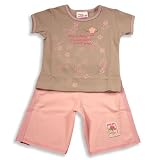 Mishmish - Infant Girls Short Sleeve Capri Set, Tan, Pink