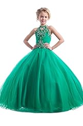 Girls Tulle Crystals Crystal Sheer Lace   Ball Gown Pageant Dress/Party Dress 