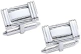 Sterling Silver & Steel Cable Cuff Links
