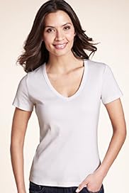 Pure Cotton V Neck Plain Jersey T Shirt