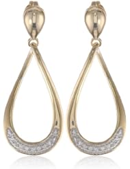 18k Yellow Gold Plated Sterling Silver Two-Tone Open Teardrop Drop Earrings