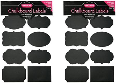 Chalkboard Labels - 96 pack - 8 Designs, 3.5" x 2". Matte, Self-Adhesive, Easily Removable! Perfect For Labelling Jars, Bottles, Pantry Items, Folders. Ideal Message Labels For Home & Business