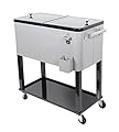 UPHA 80 Quart Rolling Cooler Cart Outdoor Patio Party Cooling Bin