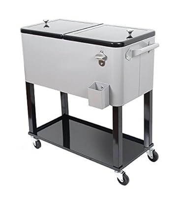 UPHA 80 Quart Rolling Cooler Cart Outdoor Patio Party Cooling Bin