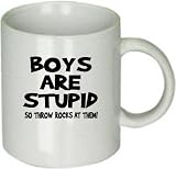 Boys Are Stupid-so Throw Rocks At Them. (Funny) Custom Coffee Mug