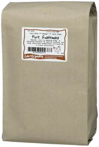 Larry's Beans Fair Trade Organic Coffee, Pure Guatemala, Whole Bean, 5-Pound Bag