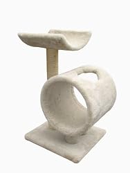 Molly and Friends "Loft and Round" Premium Handmade 2-Tier Cat Tree with Sisal, Model 34, Beige