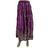 Womens Bohemian Chic Royal Blue Designer Embroidered Dcrapechic Long Skirt 36 Inch