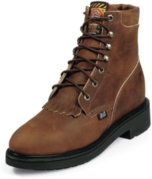 Justin Work Boots Womens Lace Up Steel Toe 7.5 B Aged Bark L0774