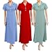 Adi Designs Solid Colored Dress with Collar Neck