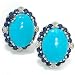 Sterling Silver / Platinum Turquoise, Sapphire & Diamond Earrings
