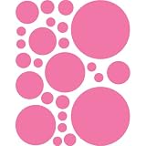 Instant Murals 25 Polka Dot Wall Transfer Stickers - Bright Pink