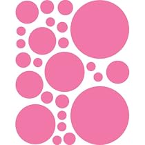 Instant Murals 25 Polka Dot Wall Transfer Stickers - Bright Pink