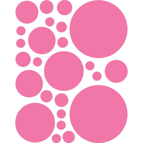 Instant Murals 25 Polka Dot Wall Transfer Stickers - Bright Pink