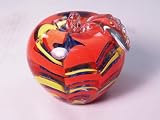 Murano Design Abstract Orange Ribbon Apple Paperweight PW-842