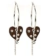 Earring Sterling Silver Heart Brown Resin with CZ Diamonds Stones Hoop Earrings By Bucasi