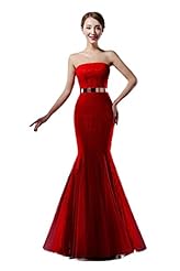 Belted Lace-Up Tulle Mermaid Prom Dress/Wedding Party Dress 