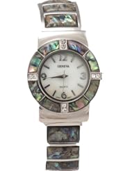 Bora Abalone Watch Bangle Cuff Inlay Style with Crystal Accents