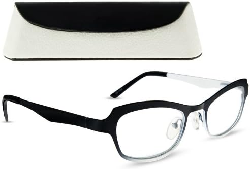 Cinzia " Hey Dol"l Designer Reading Glasses - Free Hard Case Included, 2.00, Black/White