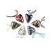 letosan Beautiful Murano Heart Shaped Glass Pendant Necklace 6Pc Mix Color Set