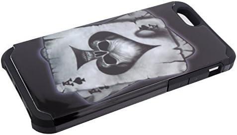 Warrior Wireless (TM) For Apple iPhone 6 - SLIM HYBRID Design Cover w/ UV Coating - Skull Spade SMHYBDP + Bundle = (ITEM + CELLPHONE STAND) - By TheTargetBuys