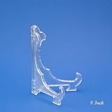 8 - INCH CLEAR TRANSPARENT HINGED PLASTIC PLATE STAND HOLDER - EASEL