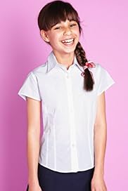 2 Pack Girls Easy to Iron Blouses with Cap Sleeves
