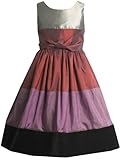 IMAGE OF Bonnie Jean Girls 7-16 Irridescent Taffeta Dress With Flocked Velvet Band On Bottom, Silver, 12