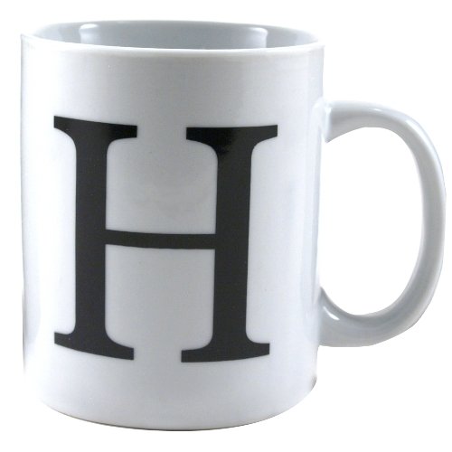 Oneida Porcelain Monogrammed Letter H Mug, Set of 6