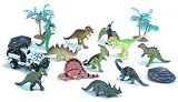 19 Piece Dinosaur Tube: Playset with Dino Figures, Jeep, Rocks, and Trees