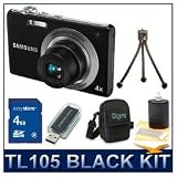 Samsung TL105 12 MP Digital Camera (Black), 4X Optical Zoom Lens, Ultra Thin Body, 2.7 LCD Display, Deluxe Carrying Case, 3pc. Lens Cleaning Kit, 4 GB Memory Card, Card Reader, & Tripod