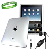 Apple Ipad Accessories Kit: ** White / Clear ** Rubberized Case Skin Cover+ iPad Earphones with Mic + Vangoddy Live * Laugh * Love Wrist band